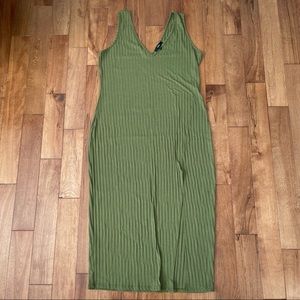 LULUs ribbed form fitting dress with slit